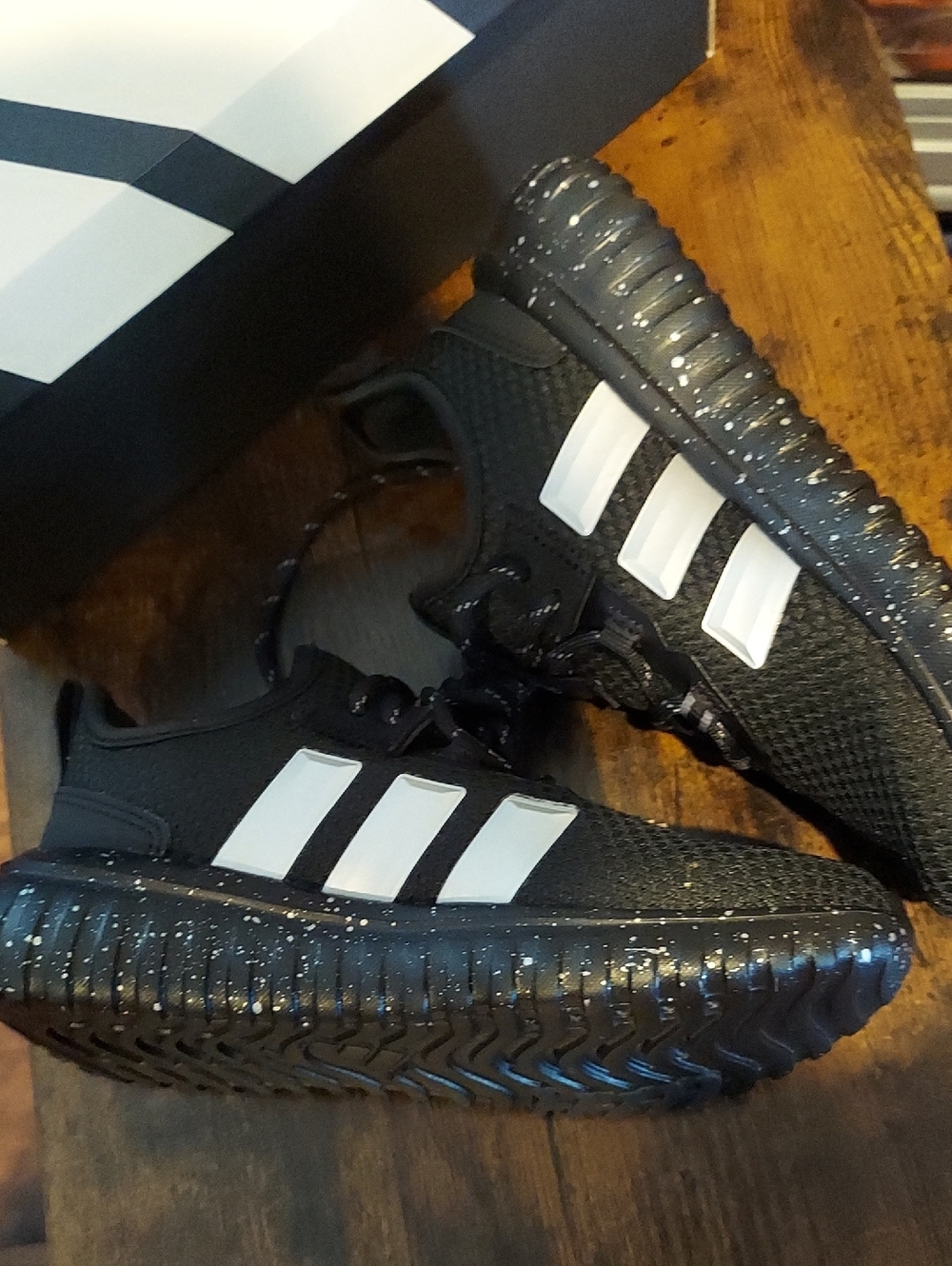 Adidas Kaptir 4.0 K Black Sneakers 13 Toddler New